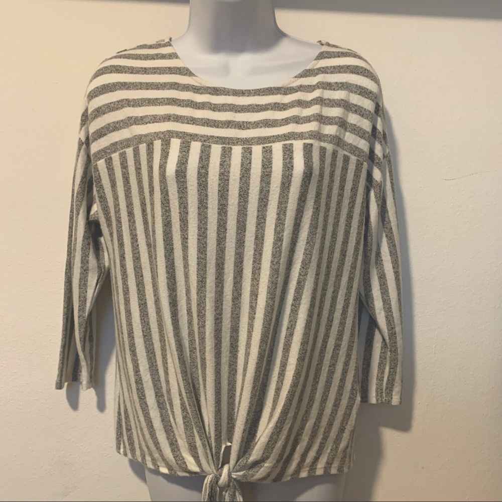 Anthropology W5 Striped Tie-front Knit Top